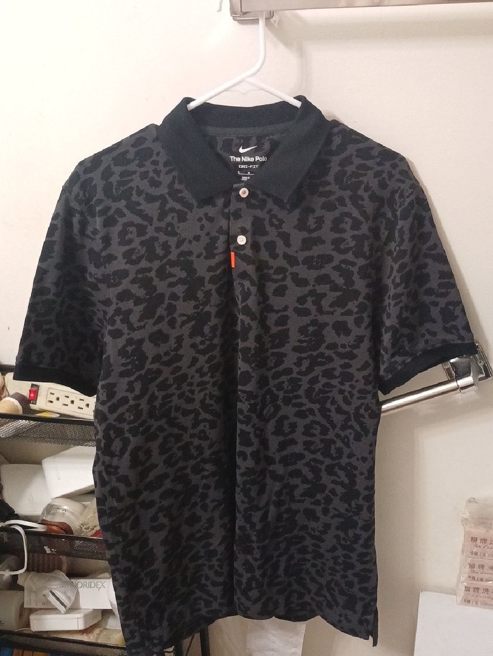 Nike Men’s Black & Charcoal Leopard Polo Shirt